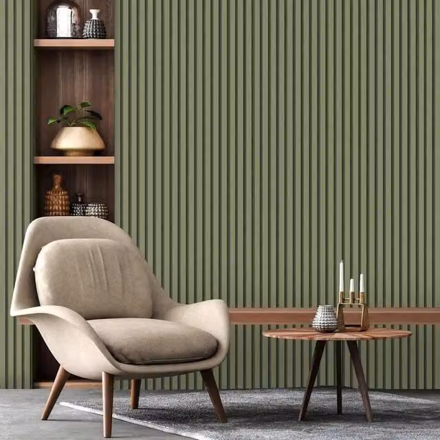 Fine Decor Modern Abstract Striped Acoustic Panel Wallpaper in Green, Grey and Pink