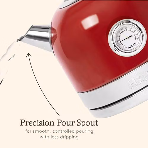 Haden Jersey Stainless Steel Electric Kettle in Red, 1.5L, with PID Control and Auto Shut-off – 4
