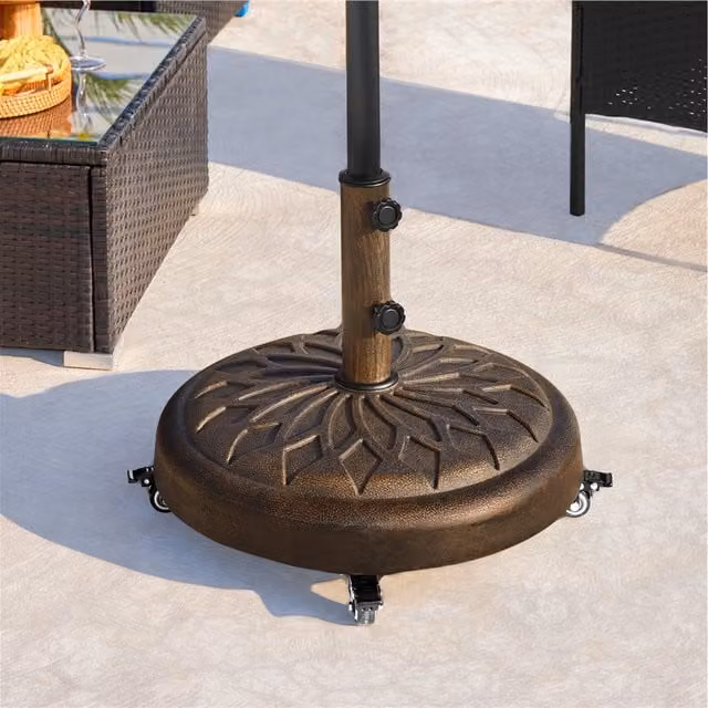 Yaheetech 24.7kg Patio Market Umbrella Base with Castors in Bronze