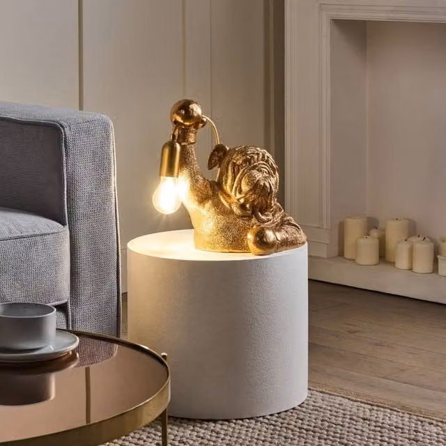 Wyld and Coco Gold Dog-Shaped Polyresin Table Lamp