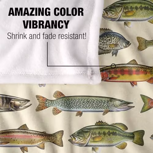 JQ Licensing Freshwater Fish Super Soft Silky Touch Fleece Blanket, Multicolour, W: 91.44 cm, L: 147.32 cm – 2