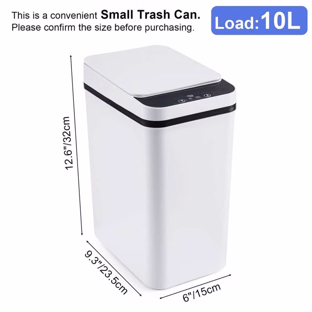 Nordara Smart Touchless Automatic Sensor Bathroom Bin, White, 10L