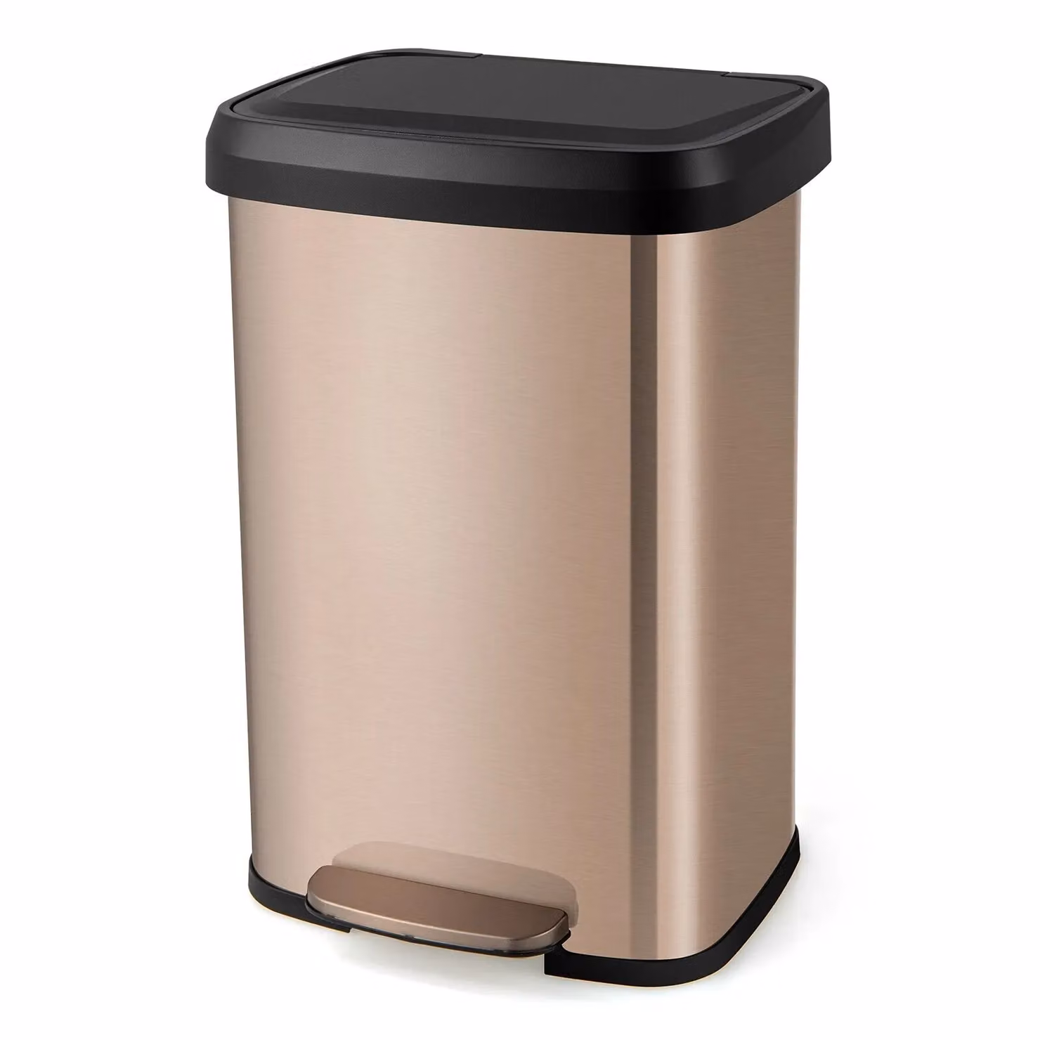 Costway 50L Stainless Steel Rectangular Step Trash Bin with Pedal in Rose Gold – 4