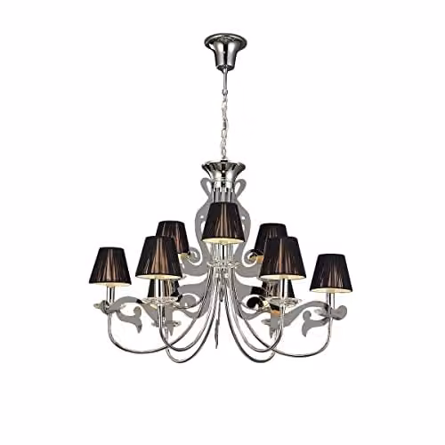Netlighting Inspired Mantra Acanto Round 9 Light Pendant, Polished Chrome with Black and Grey Fabric Shades, E14