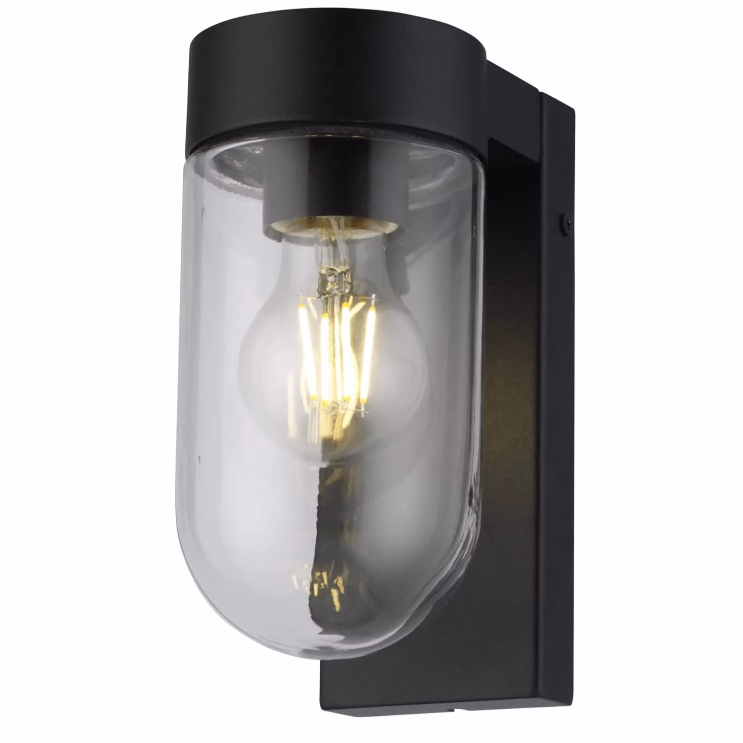 First Choice Lighting Parnie Set of 2 Black IP44 Outdoor Wall Lights with Transparent Glass – 2