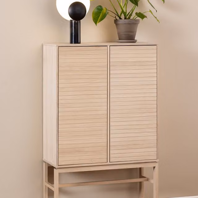 Furniture To Go Linley Cabinet with 2 Hinged Doors and 4 Internal Shelves in Oiled White Oak