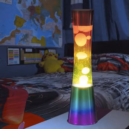 Global Gizmos Rainbow Lava Lamp with Multicolour Base and Retro Cylinder Design, Height: 40.64 cm – 2
