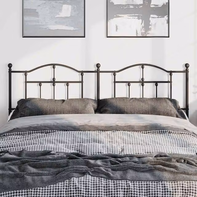 Berkfield Home Classic Metal Headboard in Matt Black, Width: 193 cm – 1