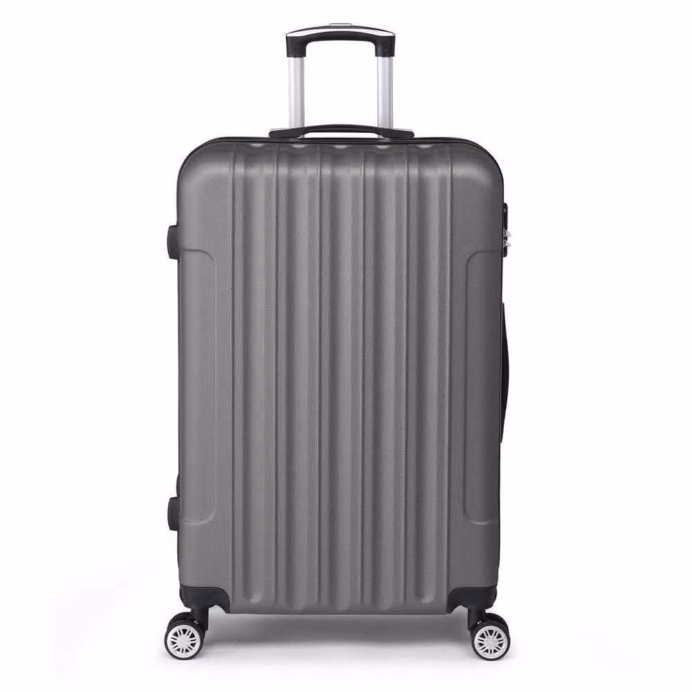 FLAVORA 4-Piece Lightweight ABS 4-Wheel Luggage Set in Grey – 4