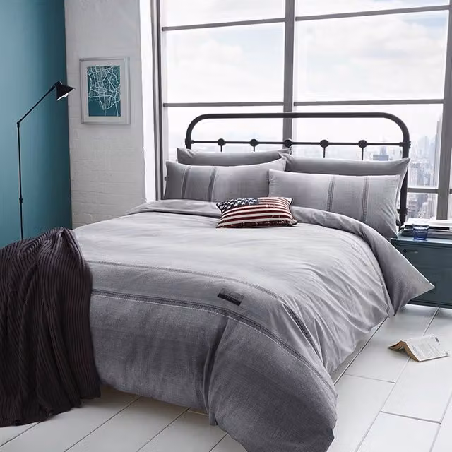Catherine Lansfield Grey Denim Duvet Cover Set – 1