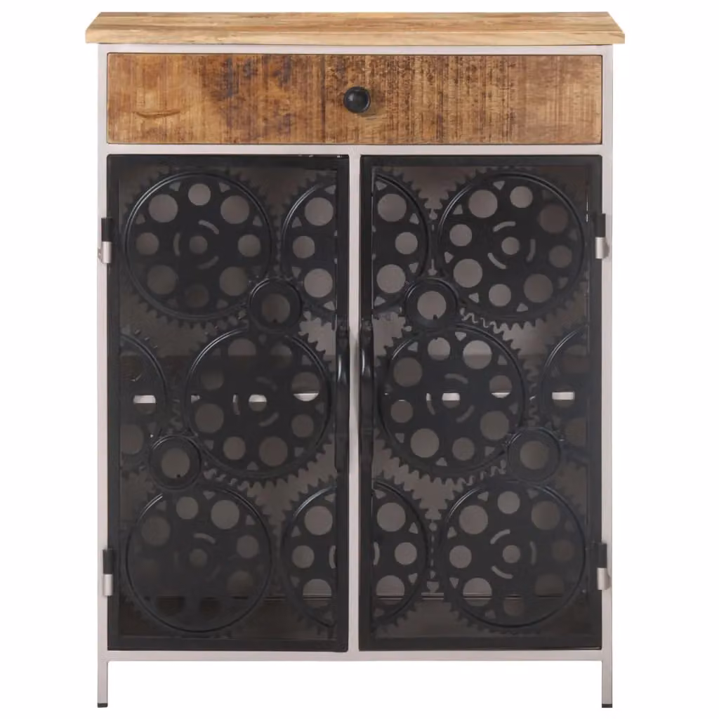 Berkfield Home Industrial Mango Wood and Iron Sideboard in Brown, W/D/H: 60 x 35 x 75 cm – 2