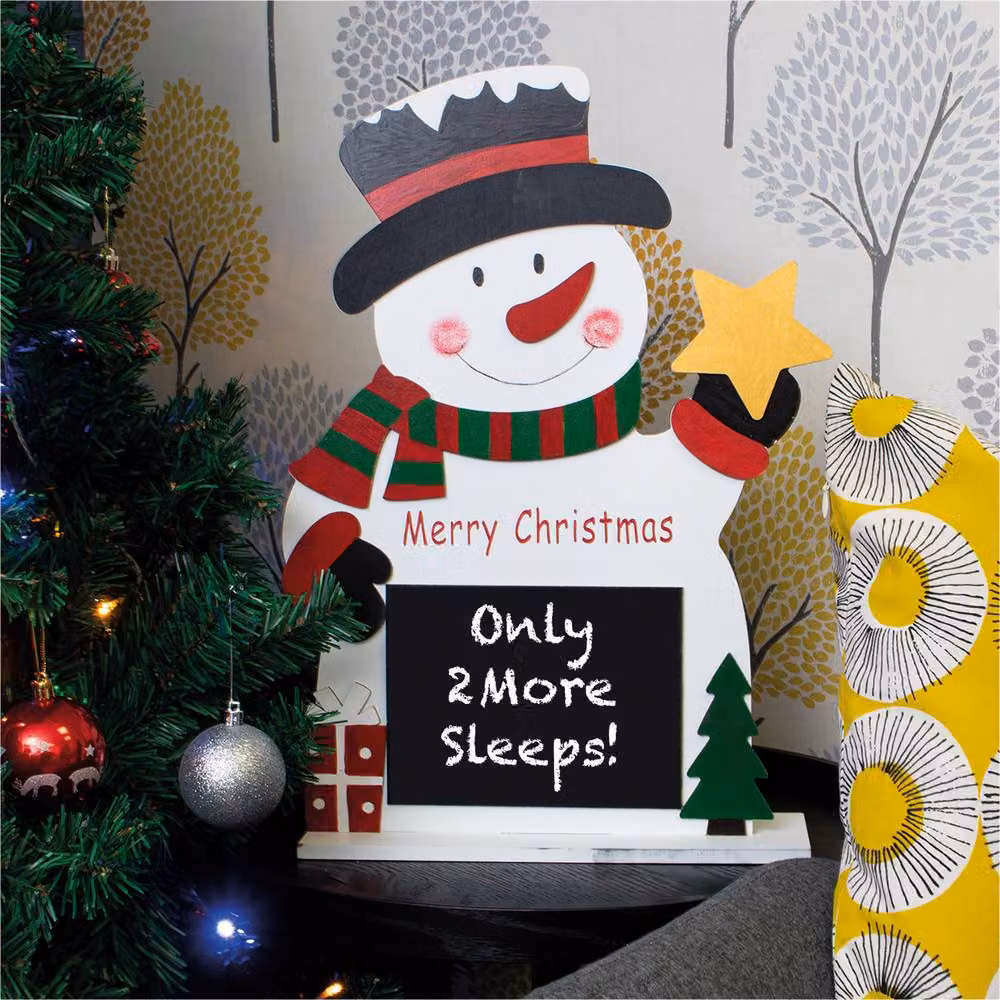 mysmartbuy Wooden Snowman Chalkboard Tabletop Christmas Blackboard in White, Red and Green – 4