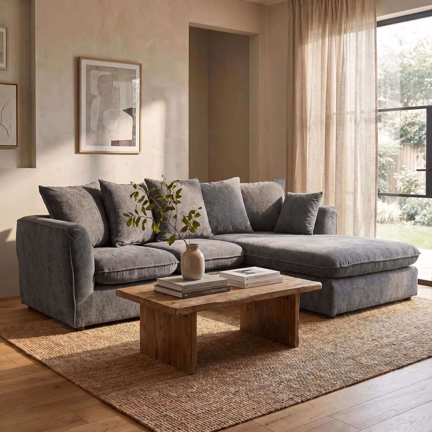 Abakus Direct Lucas Right Facing Corner Sofa in Grey Velvet Chenille – 3