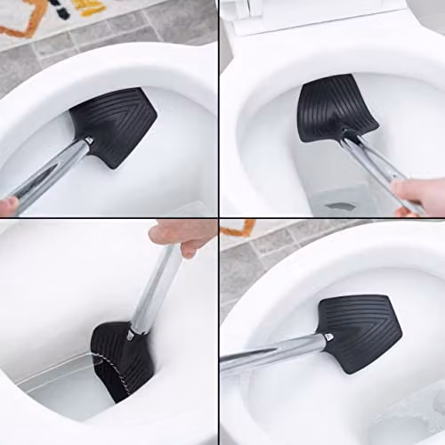 mysmartbuy Silicone Toilet Brush with Freestanding Base and Long Handle, Black and Silver, Height: 41 cm – 5