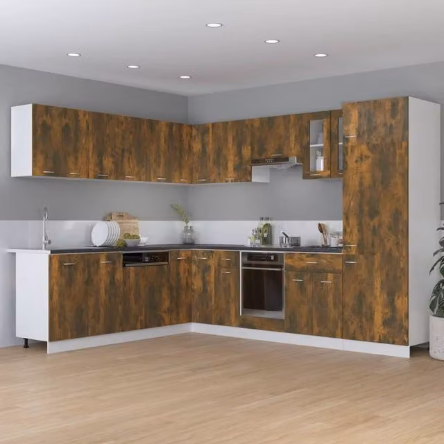 Berkfield Home Kitchen Cabinet in Smoked Oak Brown, W/D/H: 75.5 x 5 x 80.5 cm – 1