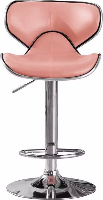 netfurniture Polsode Bar Stool Set of 2 in Pink Synthetic Leather and Chrome
