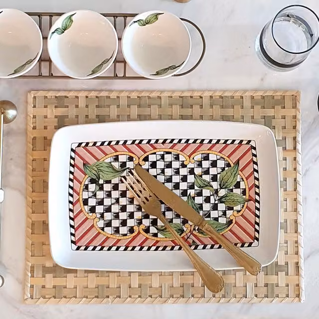 The Mia UK Mia Jardin Series Rectangular Stoneware Platter in Multicolour