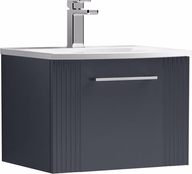 Balterley Wall Hung 1 Drawer Vanity Unit with Curved Basin, Satin Dark Grey, Width: 50 cm