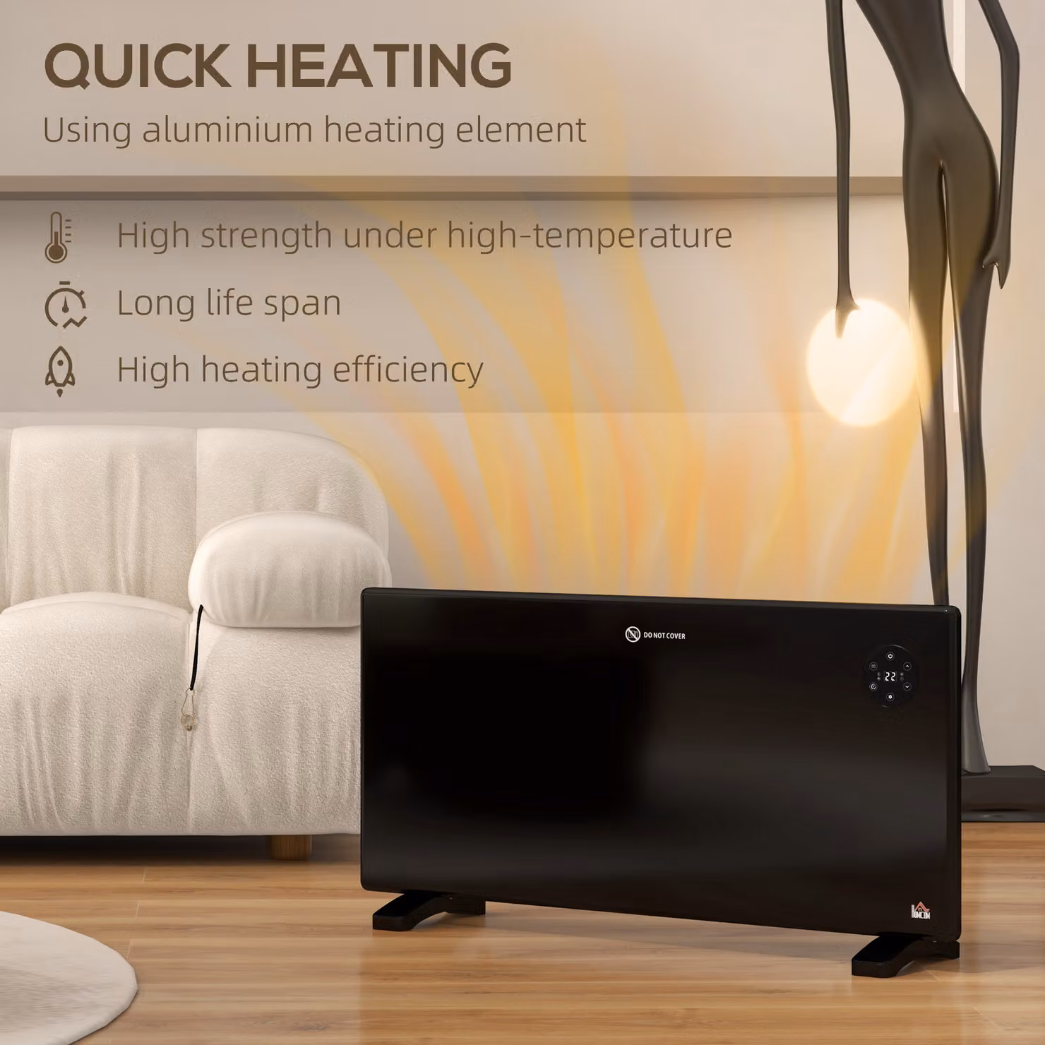 HOMCOM 2000W Electric Convector Heater with Adjustable Thermostat, Timer and Remote Control, Black – 5