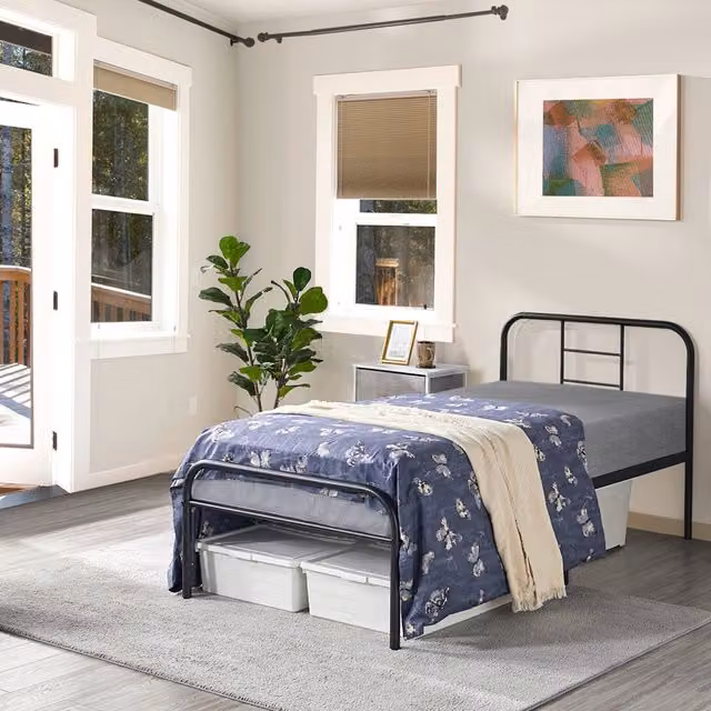 Yaheetech Vintage Metal Bed Frame in Black, W/D/H: 90 x 200 cm