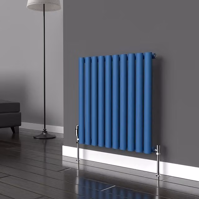 Lux Heat Oval Horizontal Coloured Radiator in Galaxy Blue, W: 600 mm, H: 540 mm