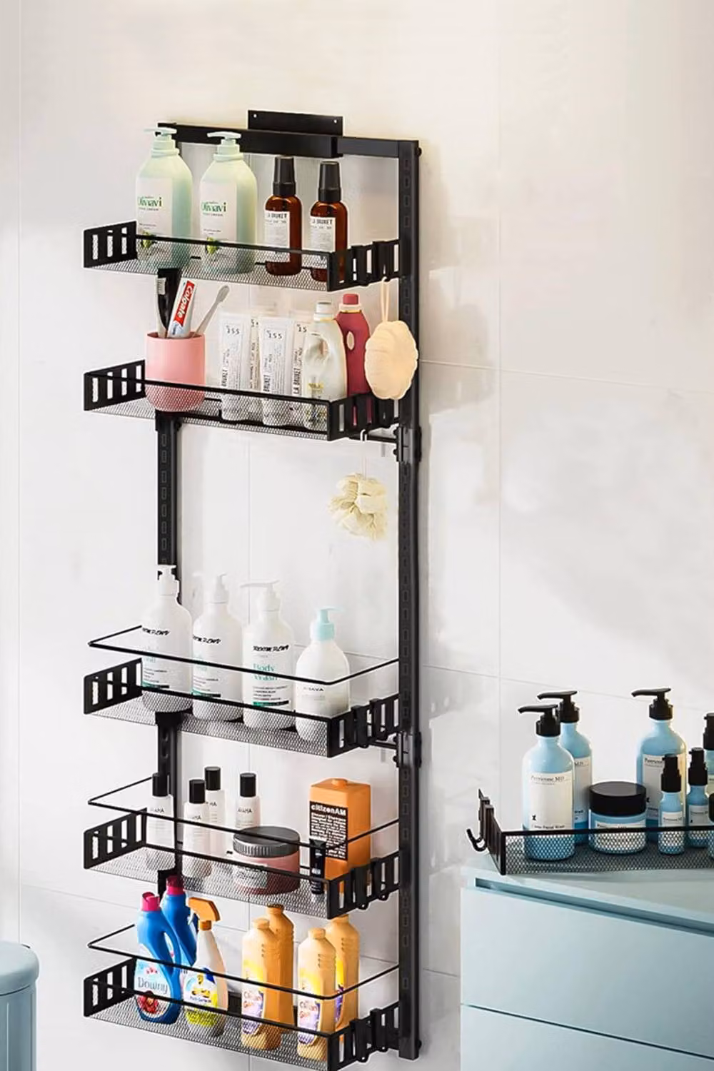 Living and Home 6-Tier Steel Hanging Detachable Kitchen Pantry Organizer, Adjustable Over Door Design, Black – 2