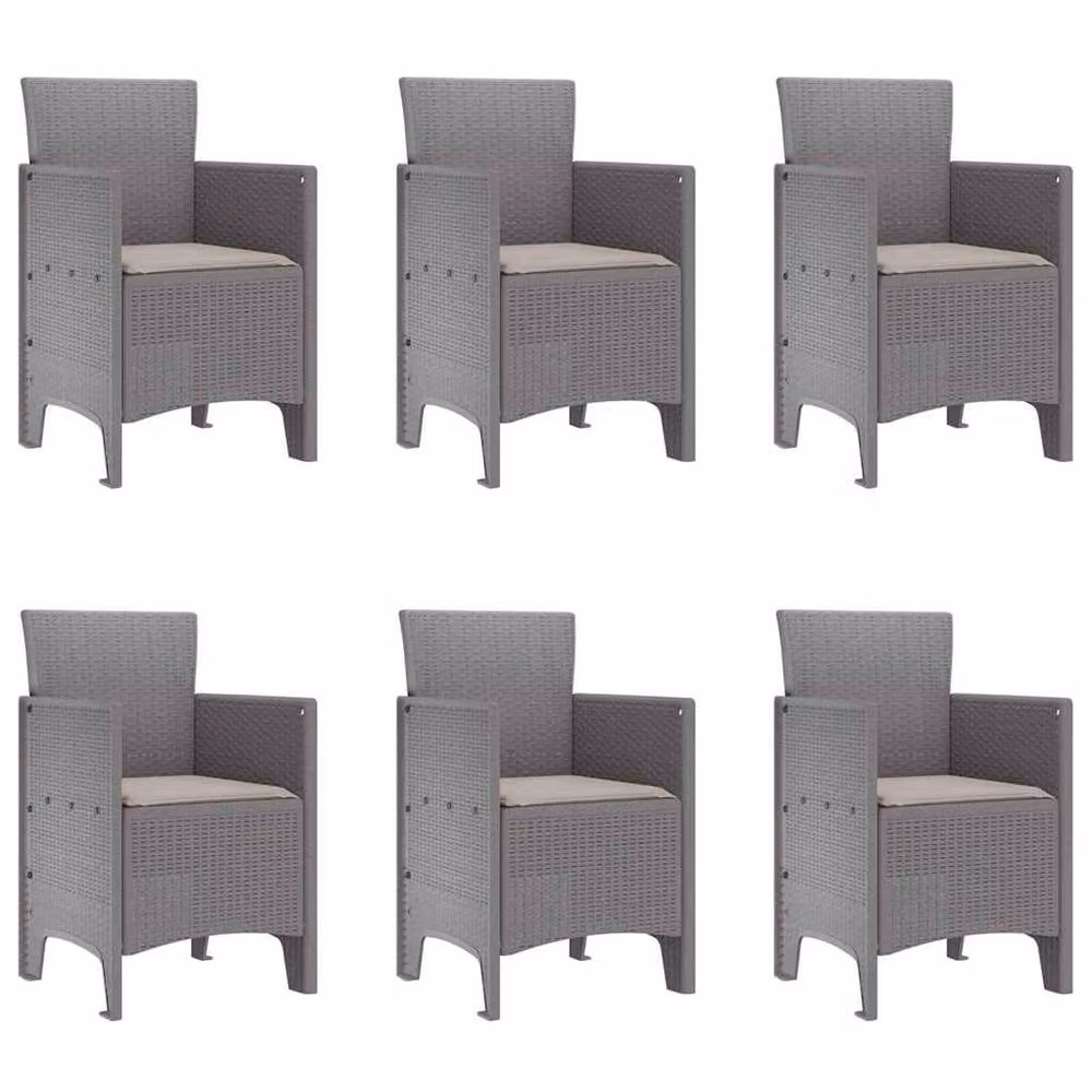 Berkfield Home Modern 7 Piece Poly Rattan Garden Dining Set with Light Grey Cushions – 3