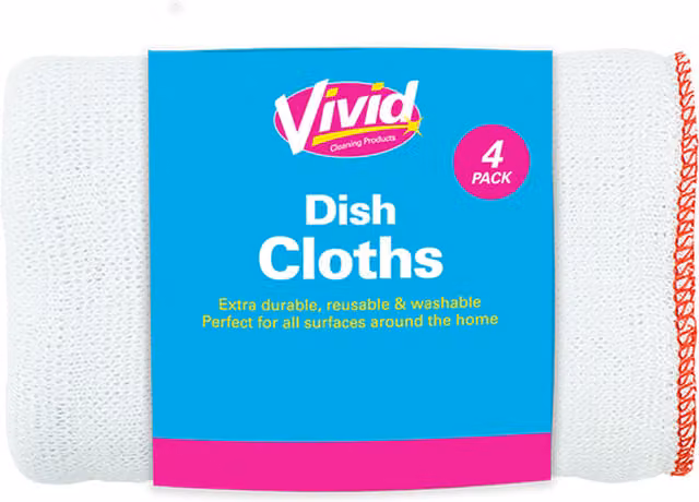 Vivid Pack of 4 White Dish Cloths