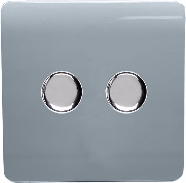 Trendi Modern LED Dimmer Switch, 2 Gang 2 Way, Grey