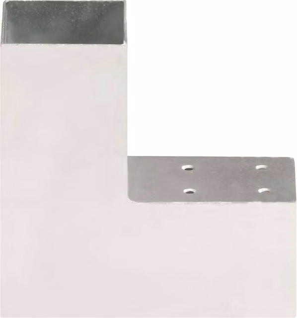 Berkfield Home L Shape Galvanised Metal Post Connectors, 4 Pack, Silver