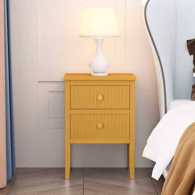 Cabinet Bits Bellaria 2 Drawer Bedside Table in Yellow