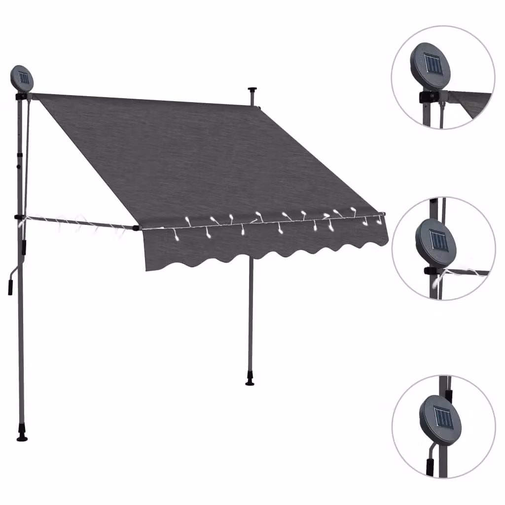 Berkfield Home Manual Retractable Awning with LED, Anthracite and Black, Width: 100 cm – 2