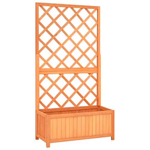 vidaXL Rectangular Garden Trellis Planter in Brown - Solid Wood Outdoor Flower Box for Garden or Terrace, W/D/H: 135 x 70 x 30 cm