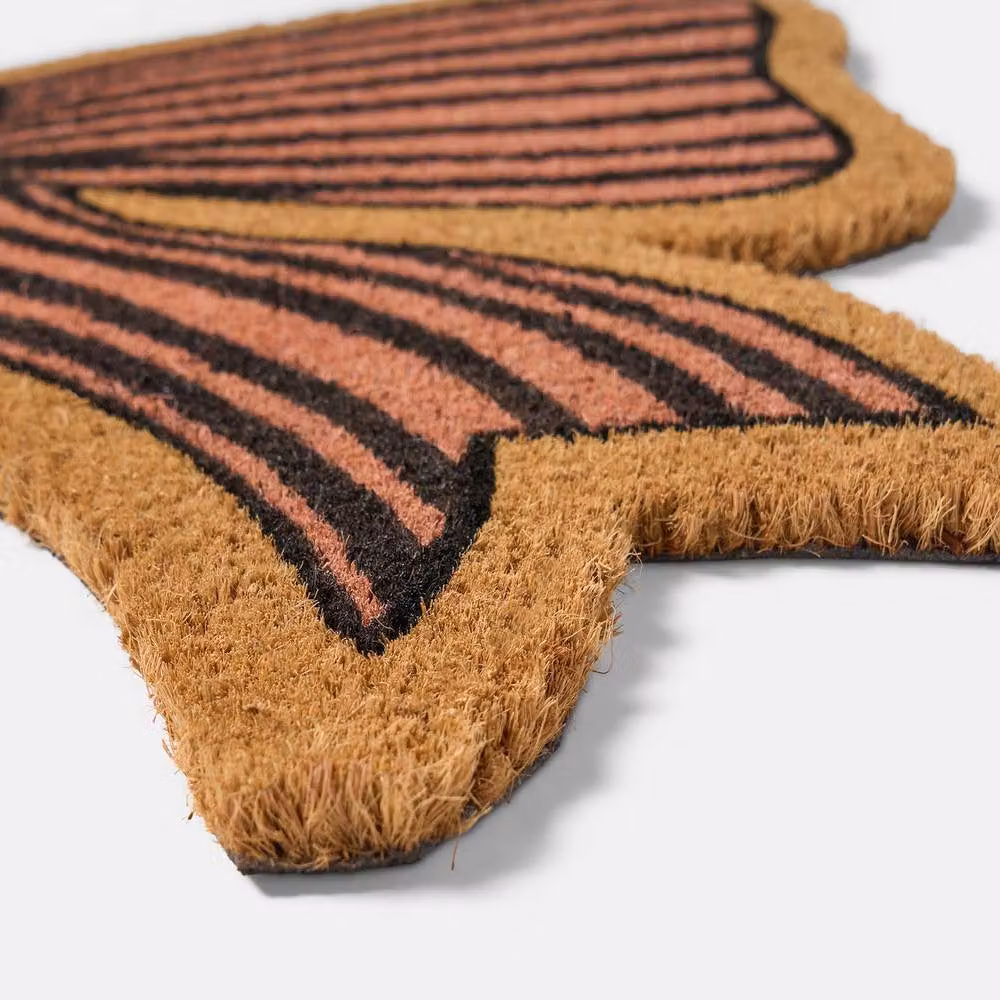 OHS Bow Shaped Coir Doormat, Non-Slip Pink and Brown, W: 50 cm, D: 60 cm – 6