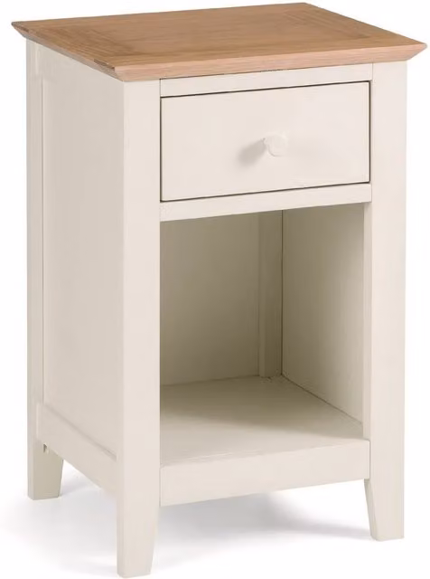 Cheshire Premium Belluno Shaker 1 Drawer Bedside Unit in Ivory and Oak – 1