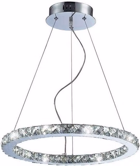 Netlighting Galaxy Round Small LED Pendant Light in Polished Chrome and Grey Crystal, 27W, 6000K – 1