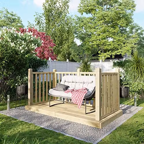 Powersheds Premium Wooden Decking Kit with Hand Rails in Brown