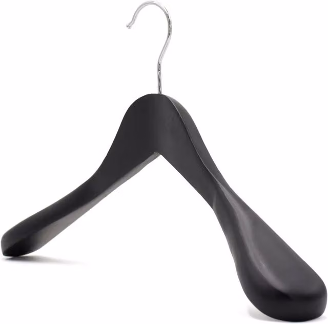 PAWNORA Black Wooden Coat Hangers, Pack of 6