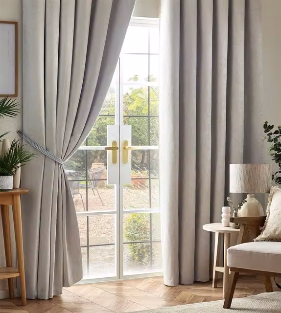 Luxor Living Silver Chenille Blackout Pencil Pleat Thermal Insulating Curtains, Width: 229 cm, Drop: 229 cm – 1