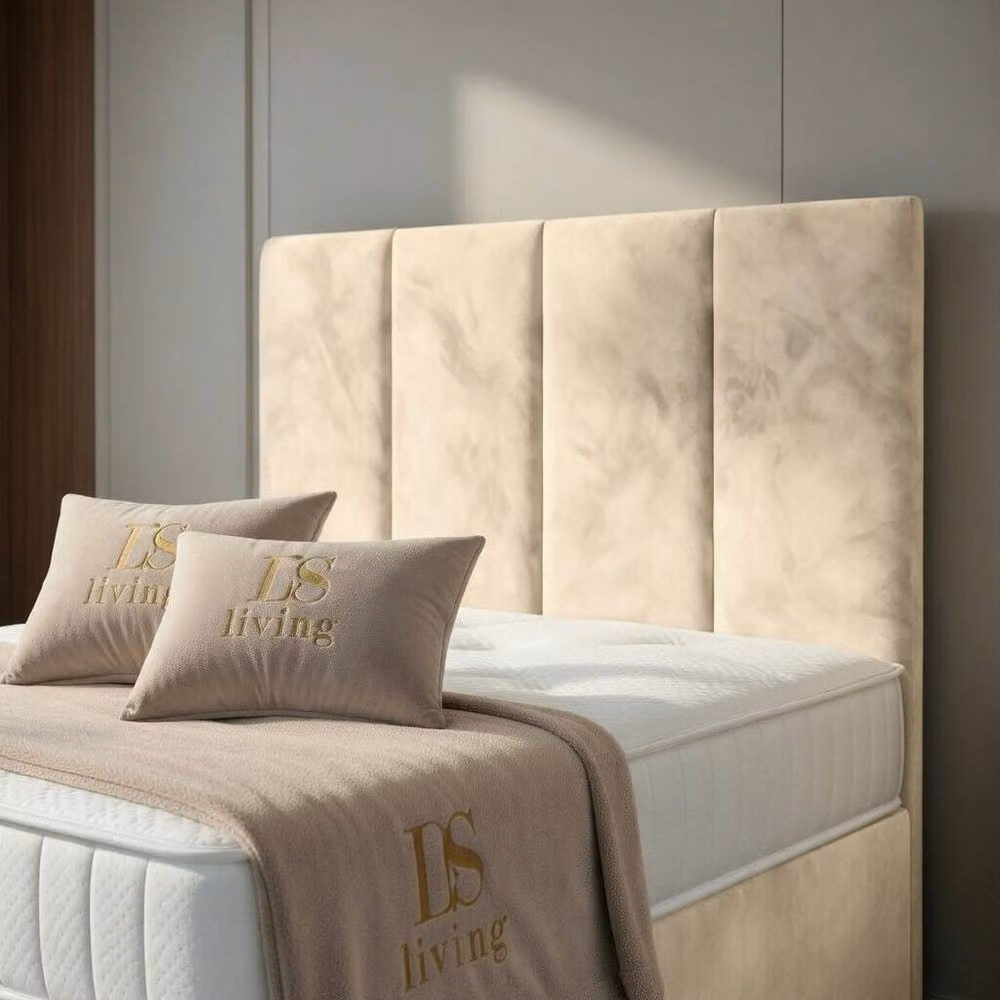 DS Living Harmony Cream Upholstered Velvet Ottoman Bed, W: 140 cm, L: 200 cm – 2