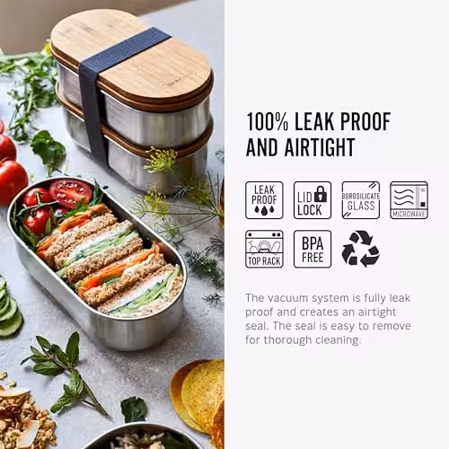 Black + Blum Stainless Steel Bento Lunch Box with Dividers and Cutlery, 1 Litre, Grey – 6