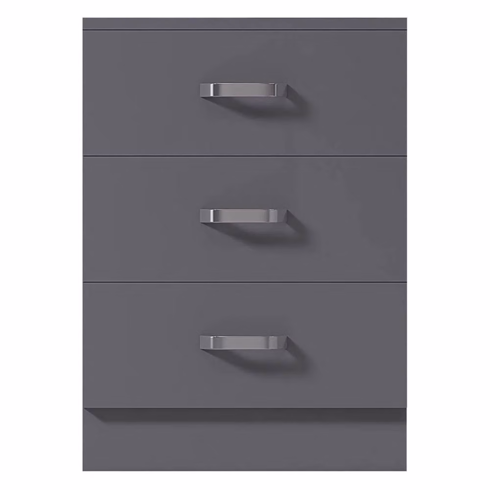 FORGEVIO 3 Drawer Chest of Drawers in Grey with Metal Handles and Fixed Runners – 3