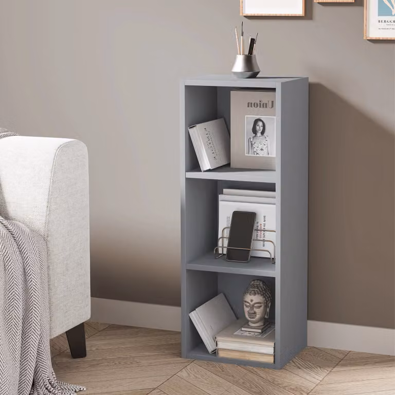 DHS Grey Cube Storage Unit with 3 Shelves and Back Panel