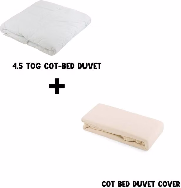 Junior Joy Baby 4.5 TOG Cot Bed Duvet and Cotton Cover Set, Cream, W x L: 120 x 150 cm