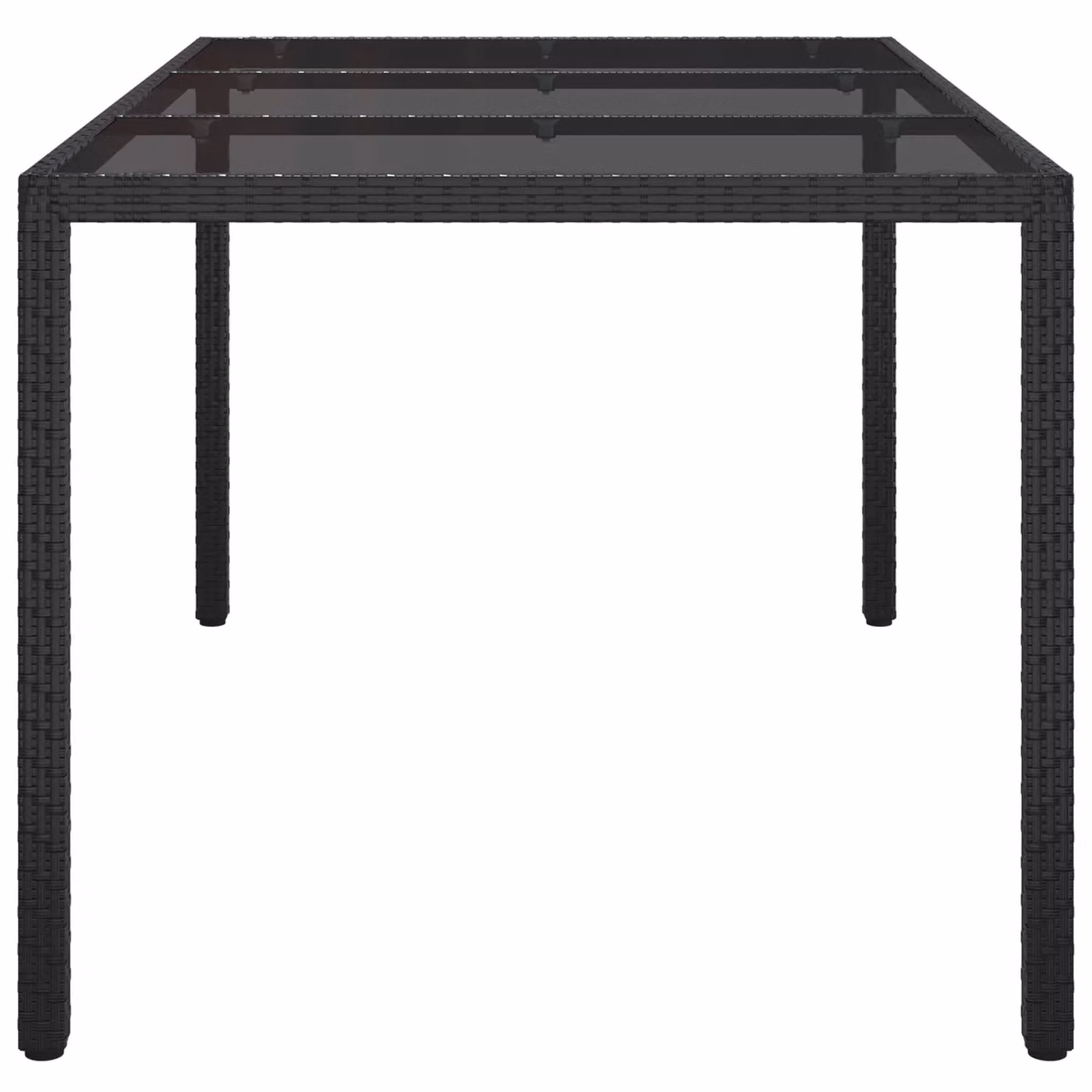 Berkfield Home Black Poly Rattan Garden Dining Table with Glass Top, W/D/H: 150 x 90 x 75 cm – 2