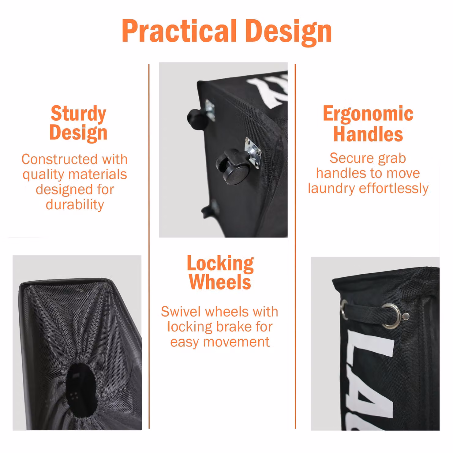Libbi Lou Laundry Tote Bag with Wheels, 55L, Black – 3