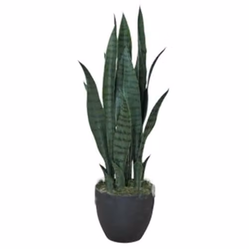 LeafUK Green Artificial Sansevieria Tropical Snake Plant Potted Tabletop Green Plant – 1