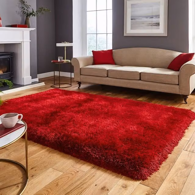 Montana Modern Hand Tufted Shaggy Area Rug in Red, W/D/H: 150 x 230 cm – 1