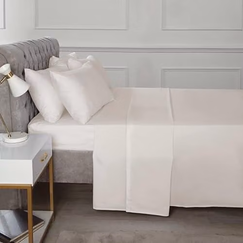 Rapport Home 180TC Percale Flat Sheet in Cream, 200 x 200 cm