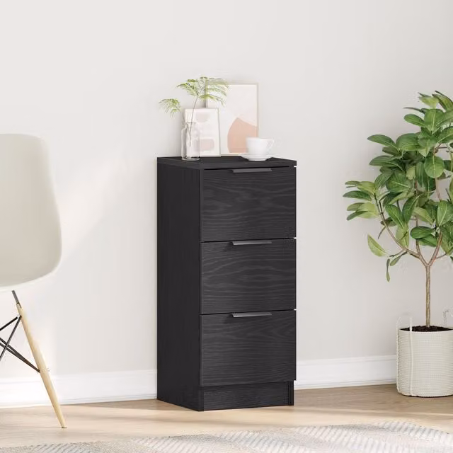 Berkfield Home Black Oak Sideboard in Black MDF, W/D/H: 30 x 30 x 70 cm – 1
